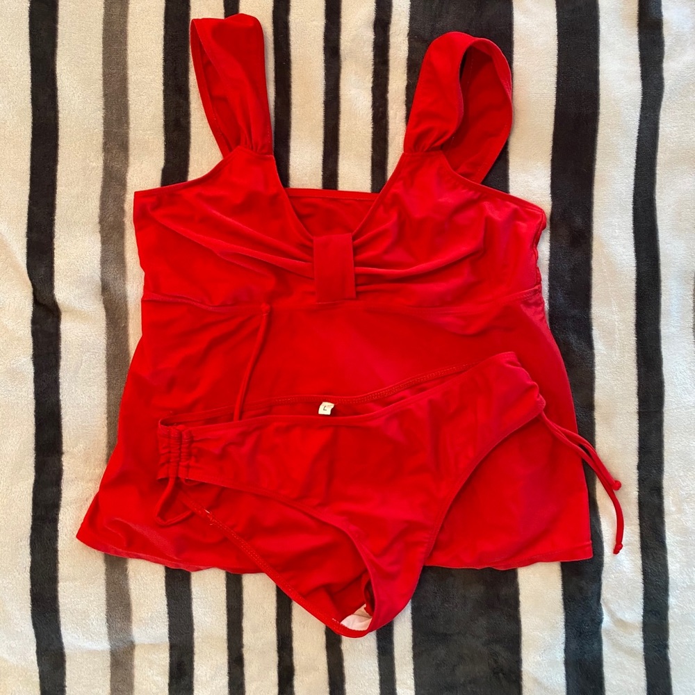 Two piece red retro-ish tankini size L